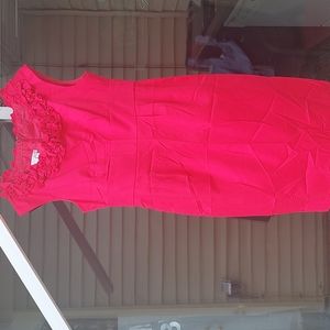 London Times hot pink ruffle sleeveless dress